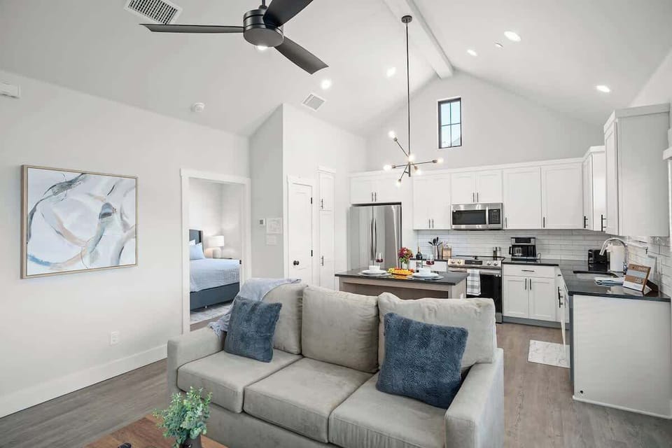 Vaulted ceilings create a cozy space to gather.