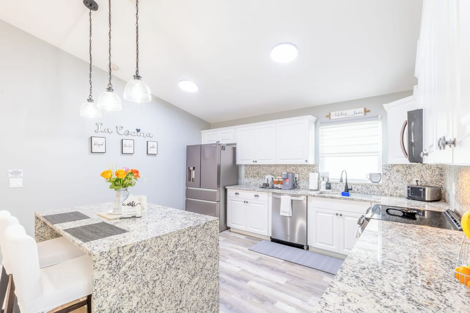 The large kitchen provides plenty of space to prepare your favorite meals.