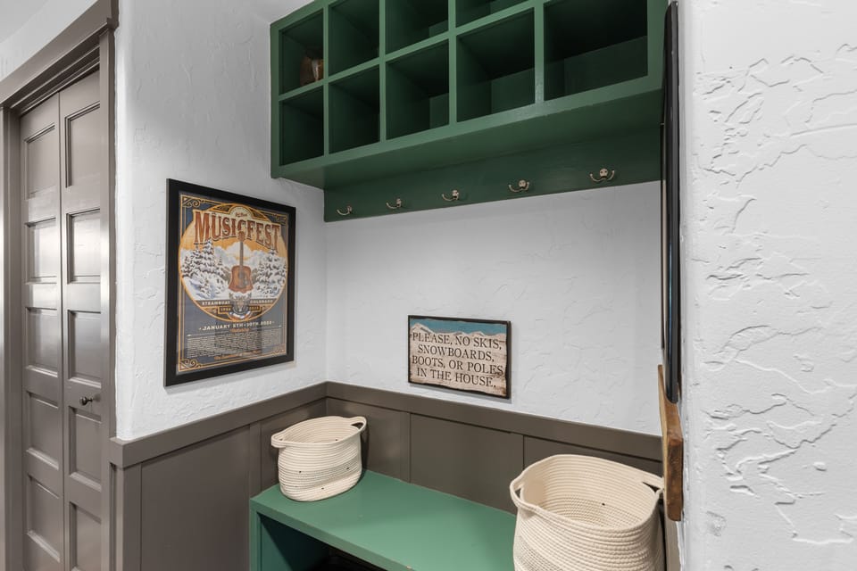 Mudroom right when you come in will keep the gear contained! 
