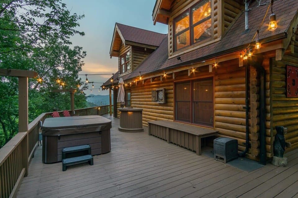 String Lights and Hot Tub