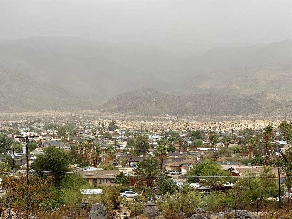 View from the patio in rare fog