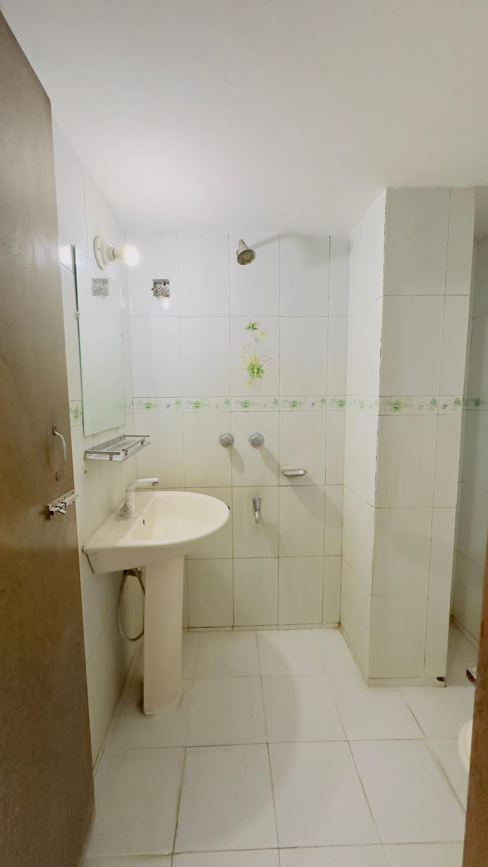 Shower, slippers, towels