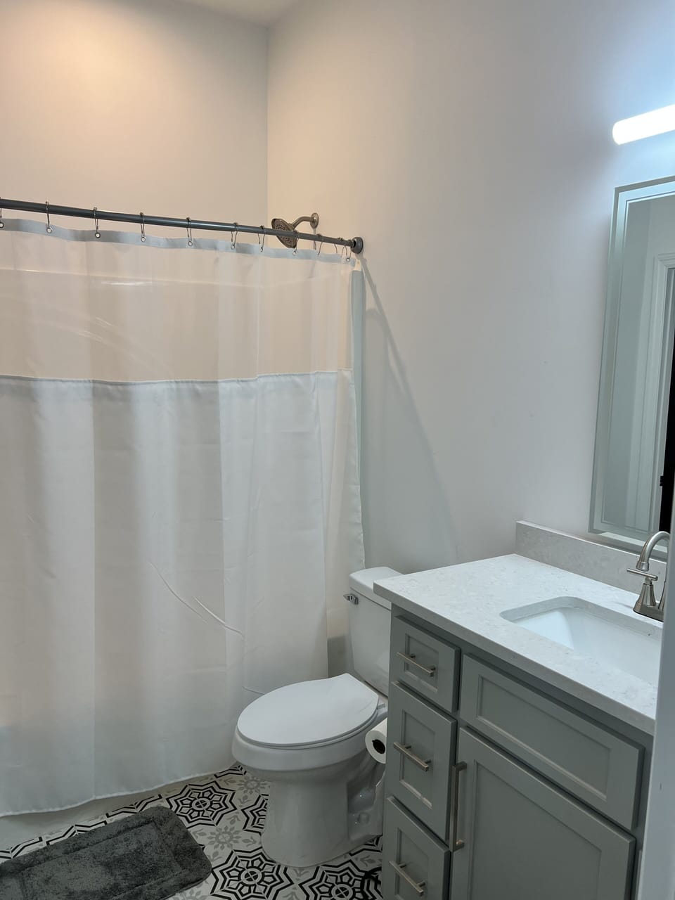 Guest bath in basement.