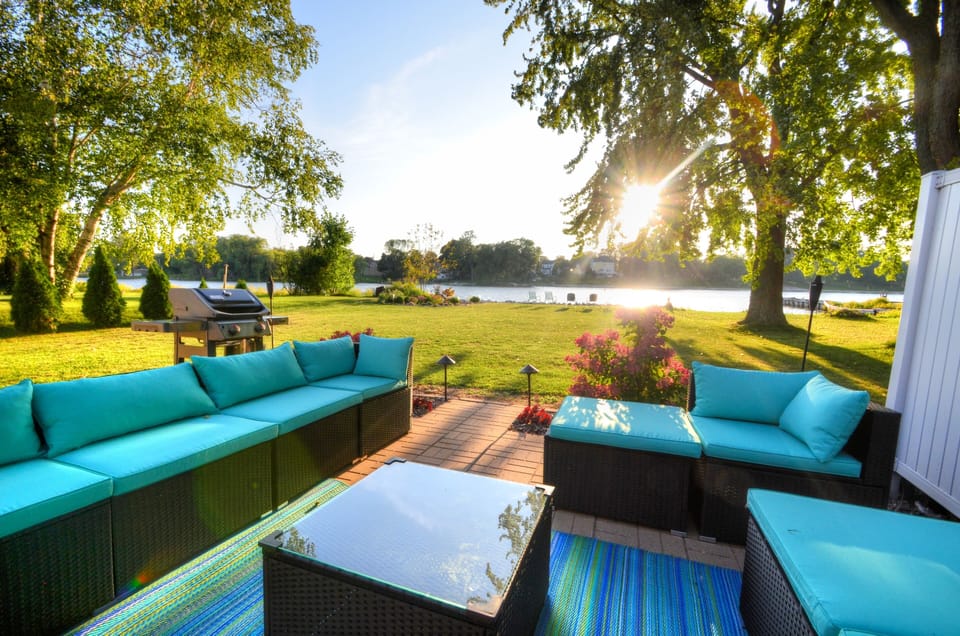 Great patio overlooking the water.  