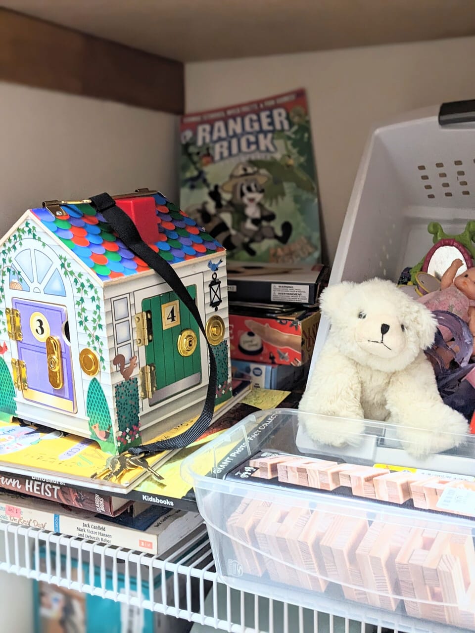 A collection of toys and books and games for our young guests!