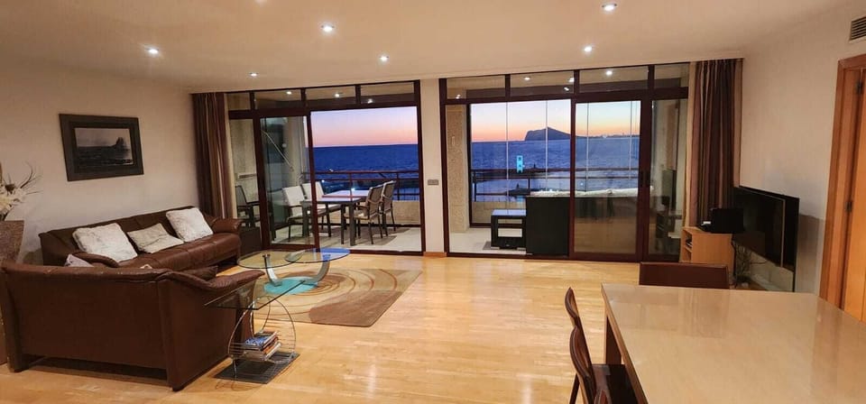 Living and dining room with balcony