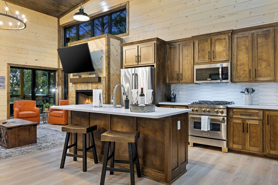 Cook and gather in a spacious, fully equipped kitchen designed for both style and function.
