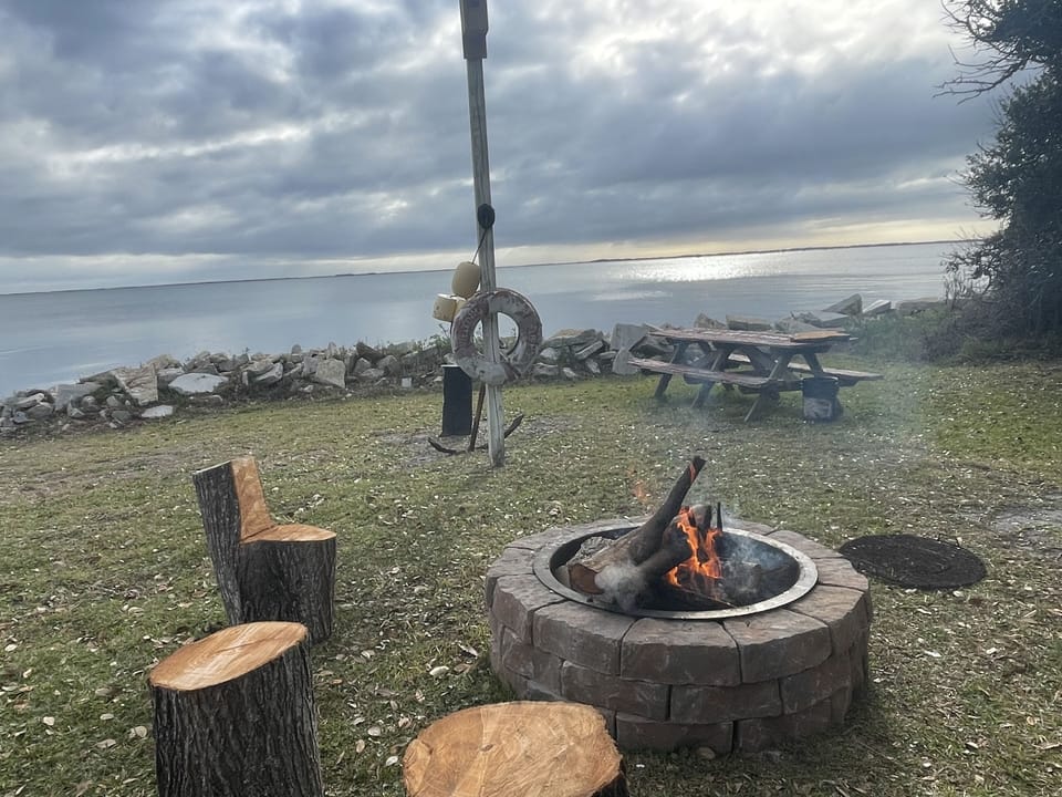 Fire pit overlooking Back Sound
