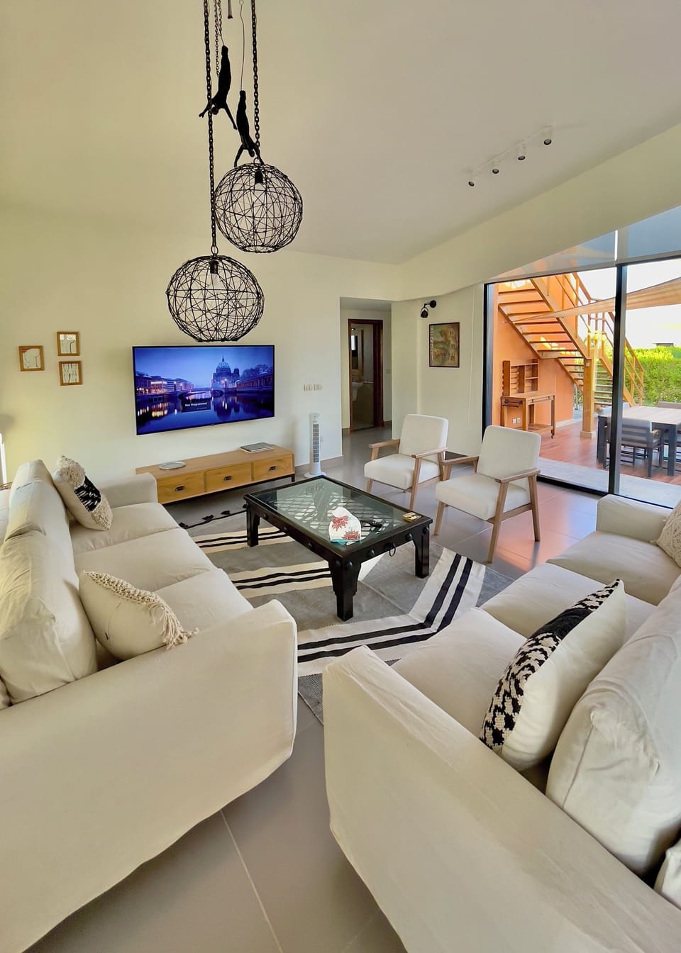 Living area with smart TV