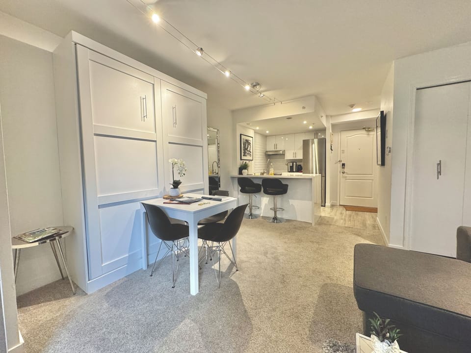 Living room with new pull-out Murphy bed