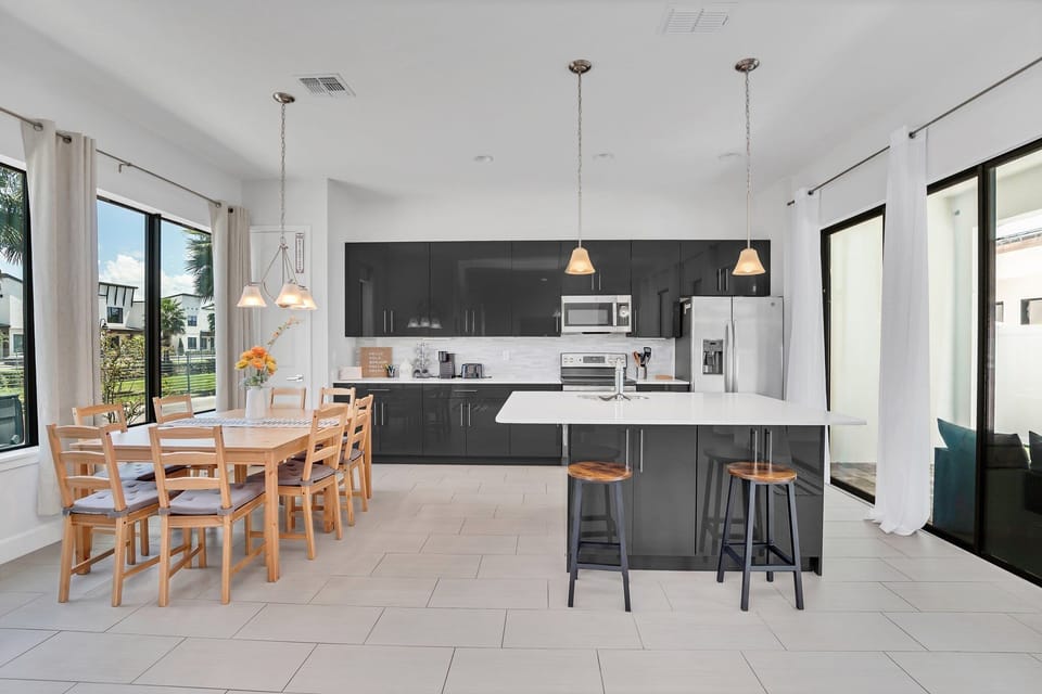 Open plan and high ceilings make this space feel modern and inviting. 
