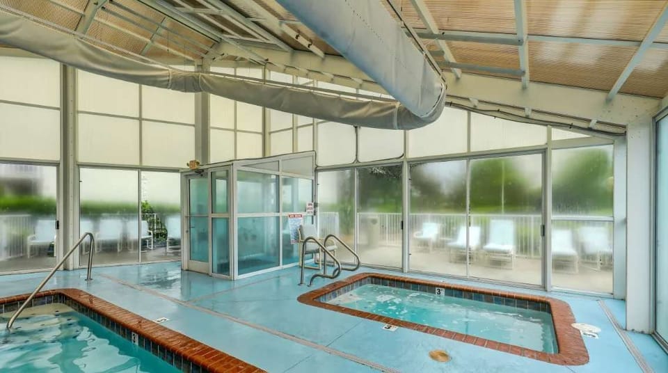 Soak your post-adventure muscles in the all-season indoor hot tub!
