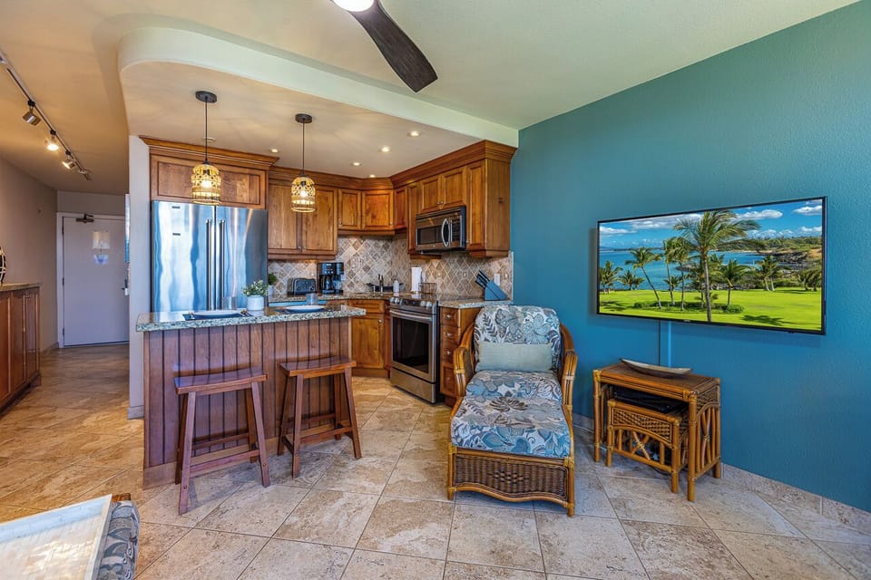 large wall mounted TV in living area