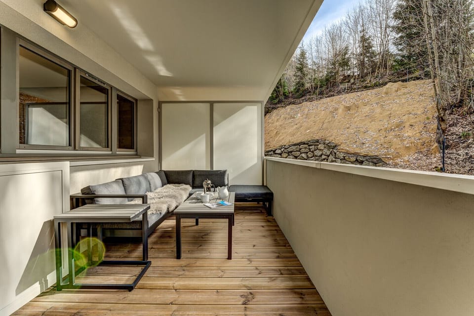 Balcony with outdoor lounge furniture