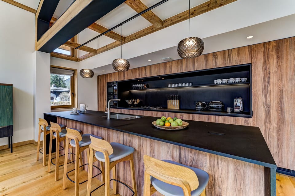 High-end kitchen with stone worktops 