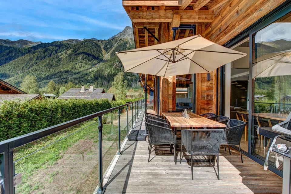 Outdoor dining table and gas BBQ