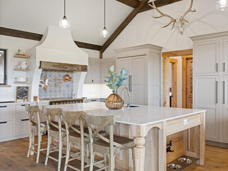 Kitchen with large entertaining island