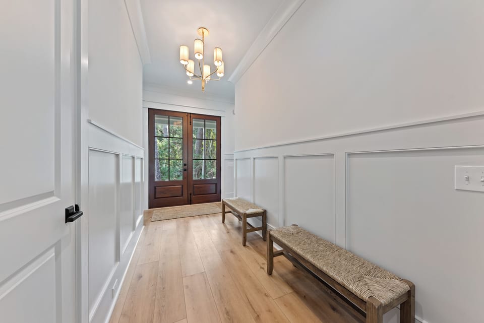 Bright Front Entry with Board and Batten detailing