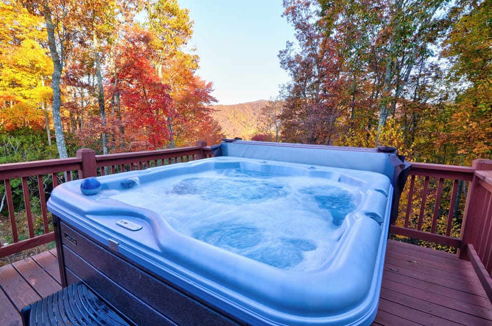 Imagine relaxing in the hot tub as you look at the mountains