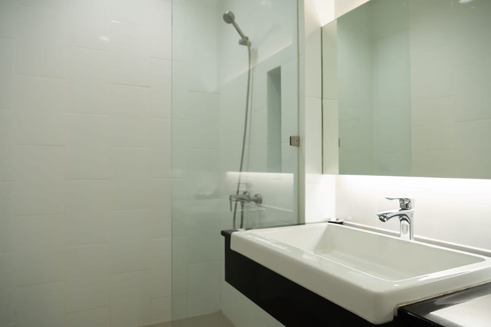 Shower, bathrobes, towels