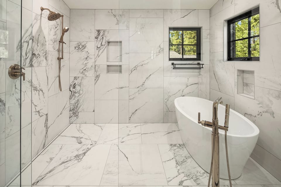 Sweet Spot: - Upper floor master shower and large soaking tub! The shower features 3 heads including a rain head from the ceiling.