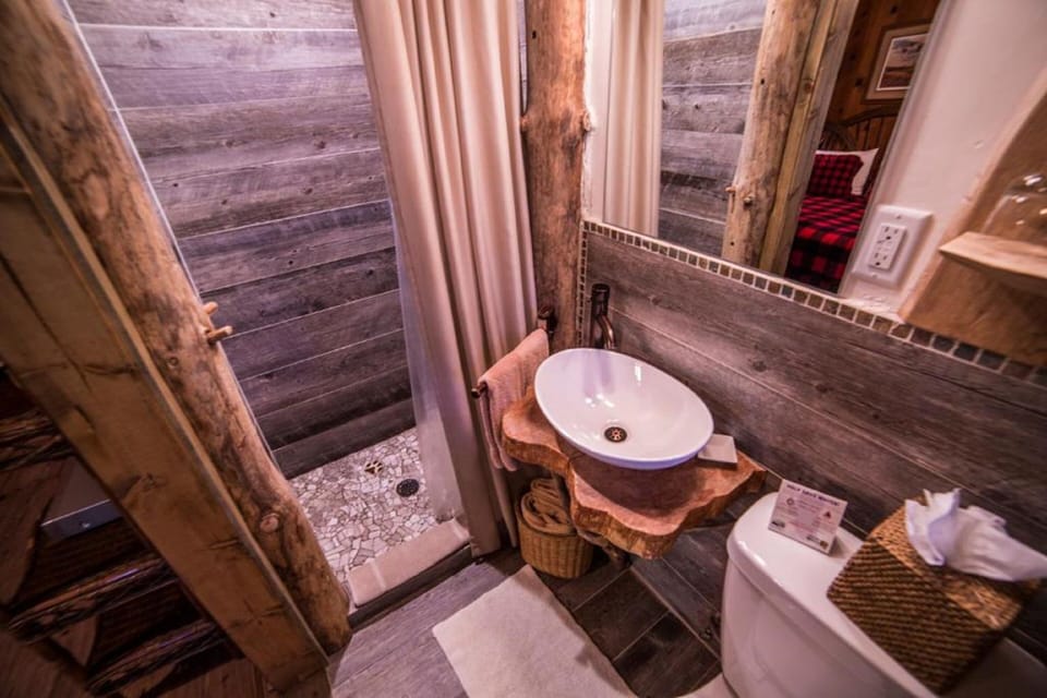 Hunters Hideout, King Studio | Bathroom | Shower, free toiletries, hair dryer, towels