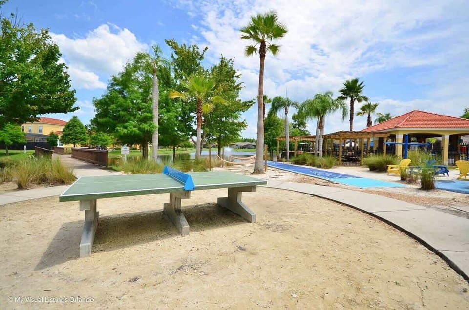 Resort-Style Lagoon Pool with Loungers and Palm Views