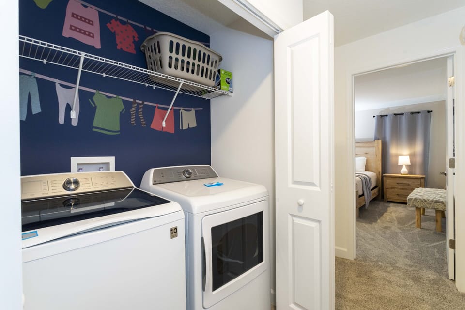 Our vacation home offers a laundry area . Feel free to travel light, as you can enjoy our washer and dryer available at the unit.