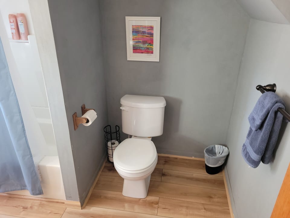 BATHROOM #1 (MAIN FLOOR):  This is a full private ensuite bathroom for Bedroom #1.  It includes a combination tub and shower.