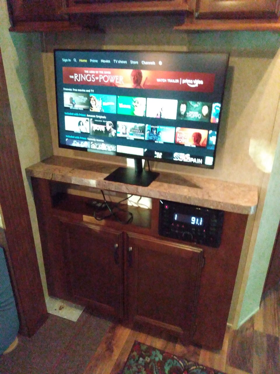 LIVING ROOM:  A closer view of the television in the living room.