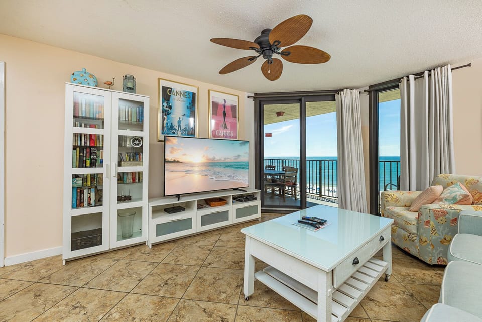 Relax in the cozy living area, unwind with a good book, or stream your favorite shows amid lovely coastal views