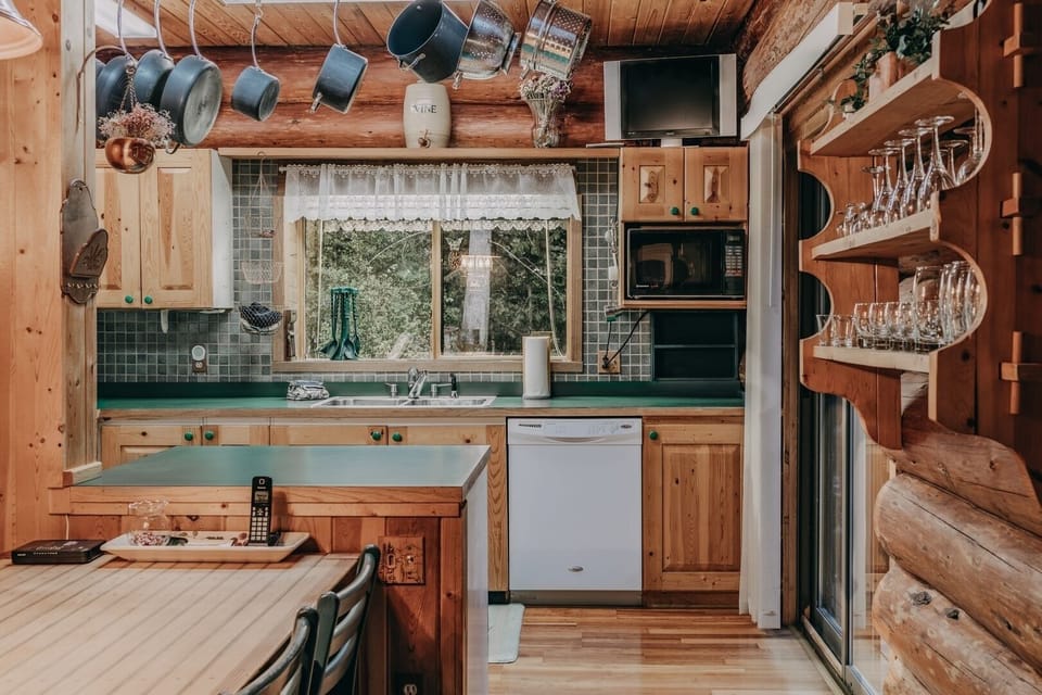 Indoors, Hardwood, Stained Wood, Kitchen, Microwave