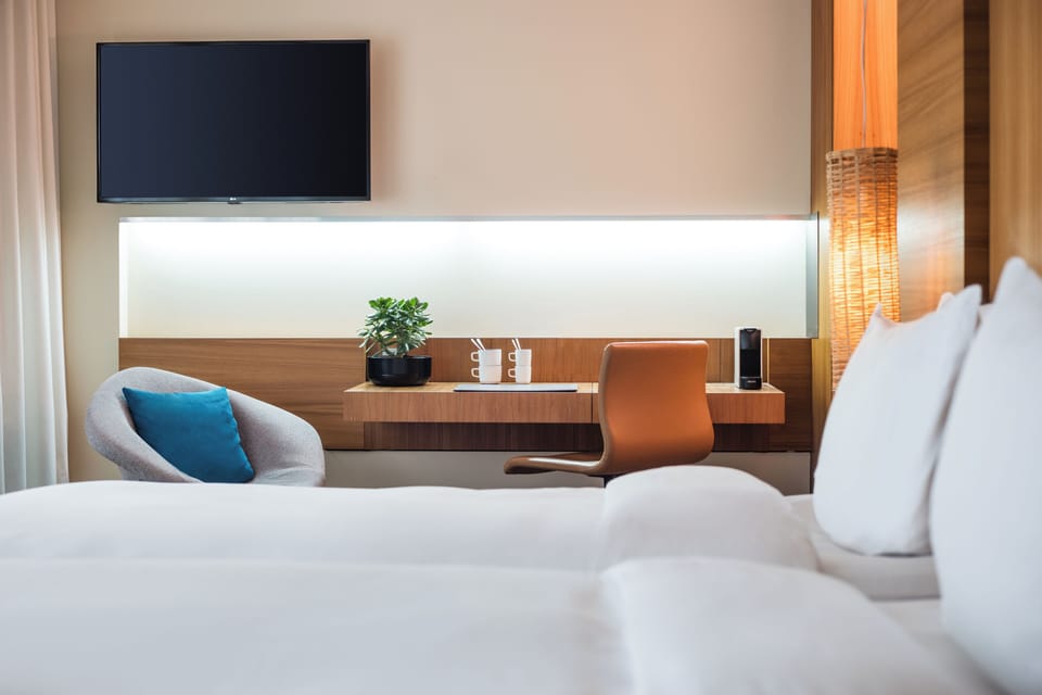 In-room safe, desk, laptop workspace, blackout drapes