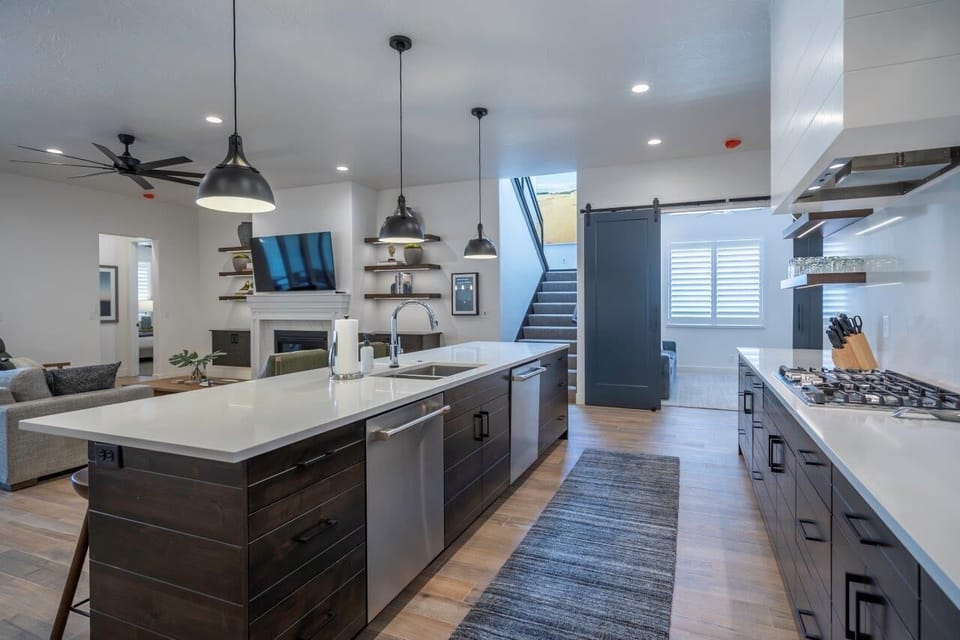 Kitchen is fully stocked with appliances and utensils to make mealtime a breeze