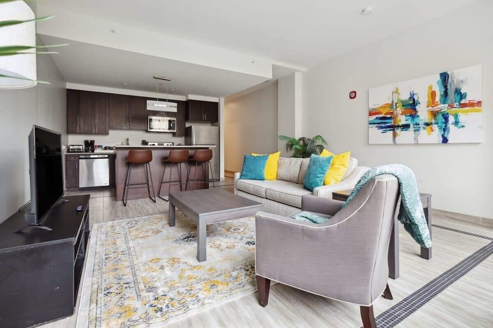 Grey accents and beige sofa