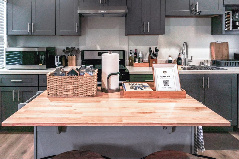 Everything you need is here from pots, pans, plates, and many more 
