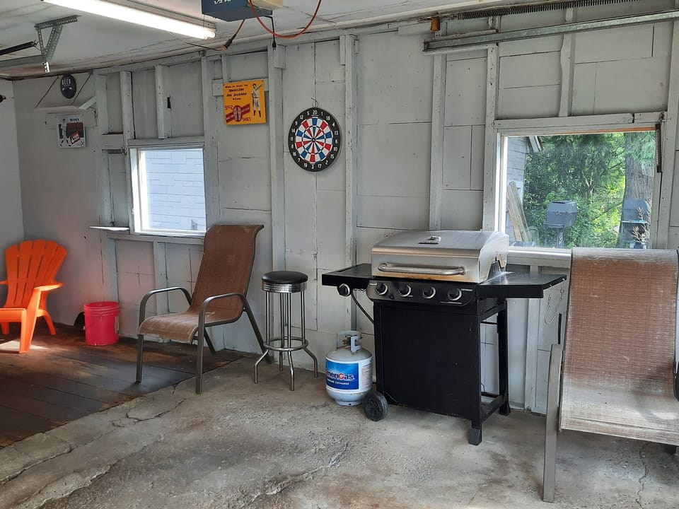 Outdoor Gas Grill , Dartboard , Seating