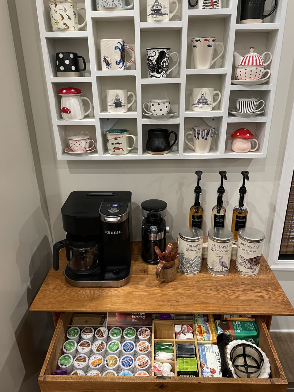 Fully stocked coffee bar