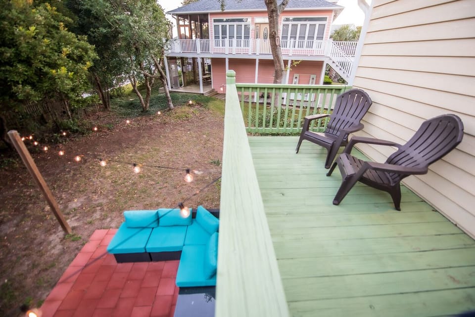 Master deck overlooks the patio