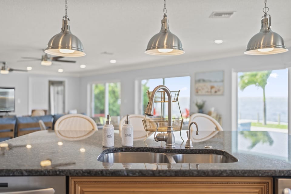 Well appointed kitchen with island bar seating