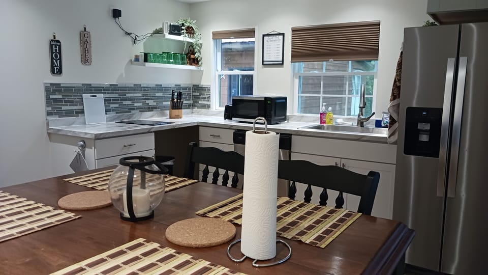 Dining area and kitchen.