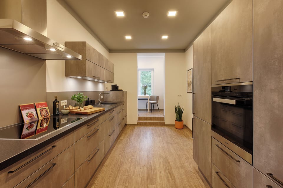 Deluxe Apartment | Private kitchen | Full-size fridge, oven, stovetop, espresso maker