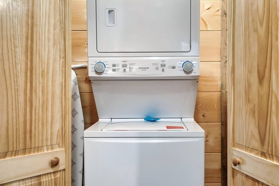 You have a convenient in-unit, stacked washer and dryer.