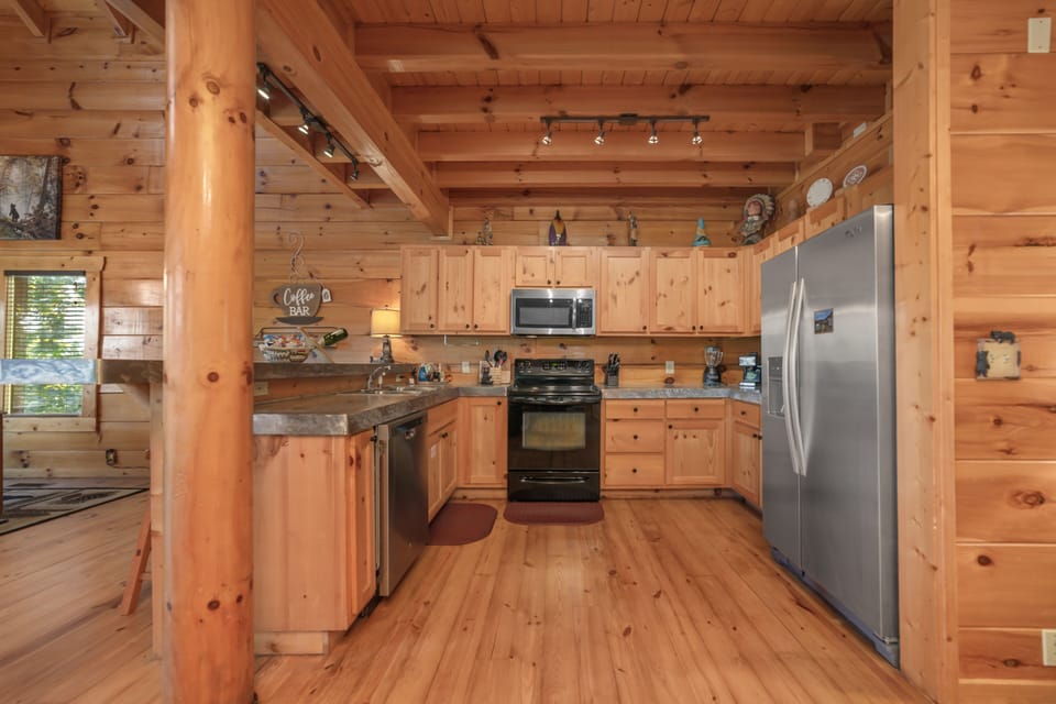 Spacious fully stocked kitchen