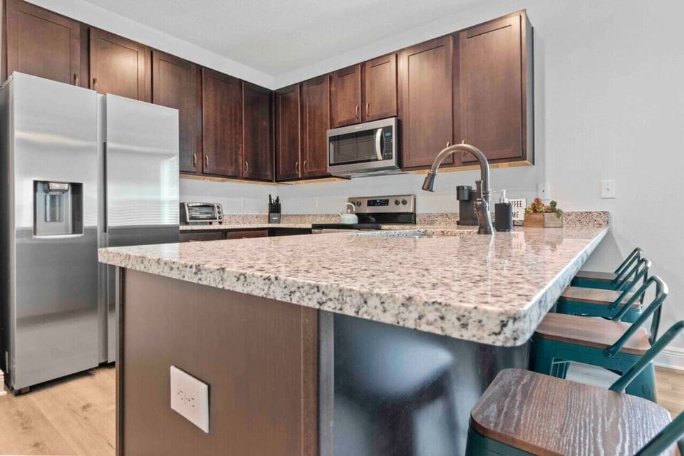 Additional seating at the kitchen island.