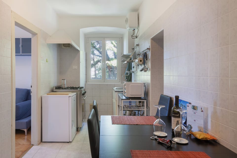 Panoramic Apartment | Private kitchen | Full-size fridge, microwave, oven, stovetop