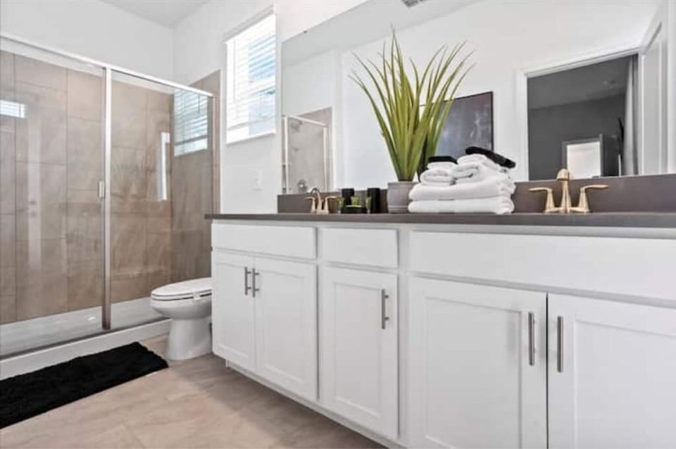Bathroom # 2 with Jack & Jill Sinks, Toilet & Walk In Shower