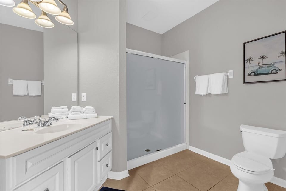 Bathroom # 2 With Sink, Toilet, & Walk In Shower