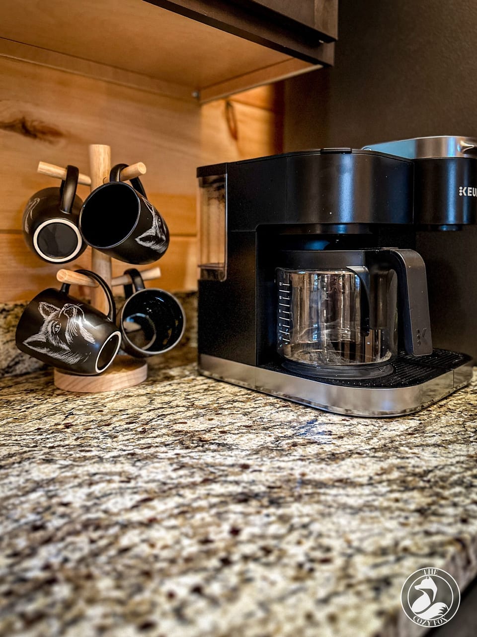 Dual-function Keurig to enjoy your morning coffee before heading out to explore!