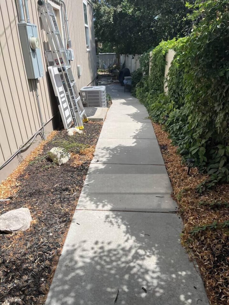Path that leads to vacation rental basement.